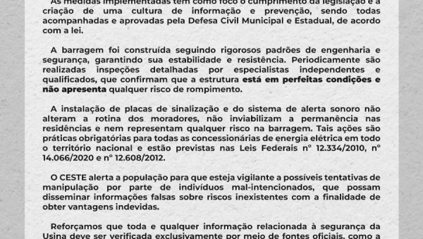 NOTA DE ESCLARECIMENTO SOBRE A INSTALAÇÃO DAS PLACAS DE SINALIZAÇÃO NA ZONA DE AUTOSSALVAMENTO